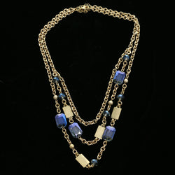 Luxury Faceted Necklace Gold/Blue NWOT