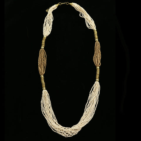 Luxury Beads Necklace Gold/White NWOT