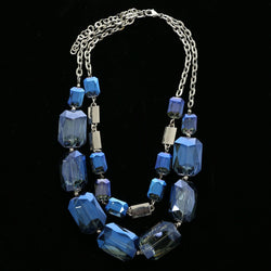 Luxury Faceted Necklace Silver/Blue NWOT