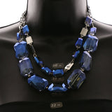 Luxury Faceted Necklace Silver/Blue NWOT
