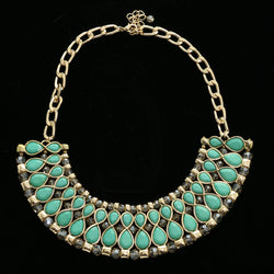 Luxury Faceted Necklace Gold/Green NWOT