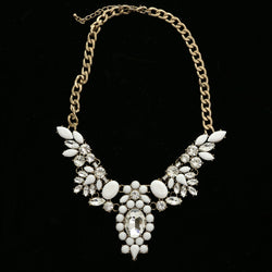 Luxury Crystal Necklace Gold/White NWOT