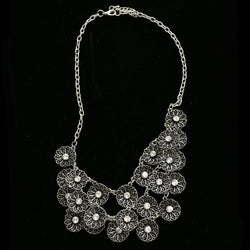 Luxury Crystal Flower Necklace Silver NWOT
