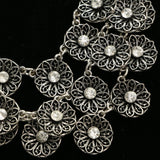 Luxury Crystal Flower Necklace Silver NWOT