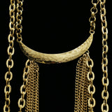 Luxury Hammered Finish Long Dangle Y-Necklace Gold NWOT