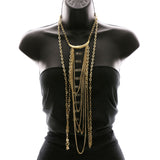 Luxury Hammered Finish Long Dangle Y-Necklace Gold NWOT