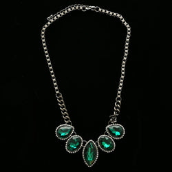 Luxury Crystal Necklace Gunmetal/Green NWOT