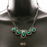 Luxury Crystal Necklace Gunmetal/Green NWOT