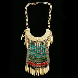 Luxury Long Dangle Necklace Gold/Blue NWOT