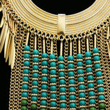 Luxury Long Dangle Necklace Gold/Blue NWOT