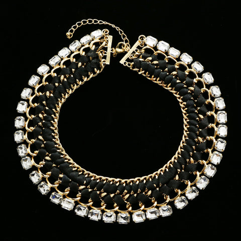 Luxury Crystal Necklace Gold/Black NWOT