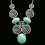 Luxury Faceted Hammered Finish Necklace Silver & Green NWOT
