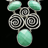 Luxury Faceted Hammered Finish Necklace Silver & Green NWOT