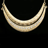Luxury Textured Finish Crystal Necklace Gold NWOT