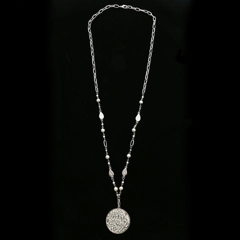 Luxury Faceted Beads Necklace Silver/Gray NWOT