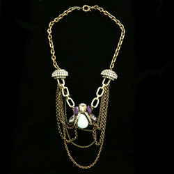 Luxury Faceted Crystal Necklace Gold & Green NWOT