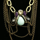 Luxury Faceted Crystal Necklace Gold & Green NWOT