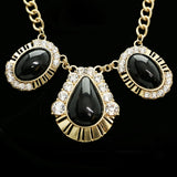 Luxury Crystal Necklace Gold/Black NWOT