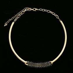 Luxury Chain Wrap Accent Necklace Gold/Black NWOT