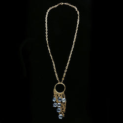 Luxury Faceted Y-Necklace Gold/Blue NWOT