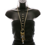 Luxury Faceted Y-Necklace Gold/Blue NWOT