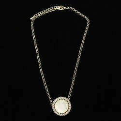 Luxury Crystal Faceted Necklace Gold & White NWOT