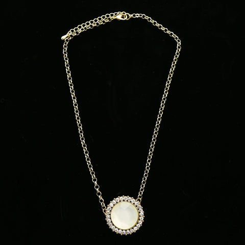 Luxury Crystal Faceted Necklace Gold & White NWOT