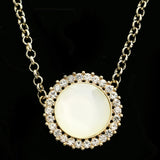 Luxury Crystal Faceted Necklace Gold & White NWOT