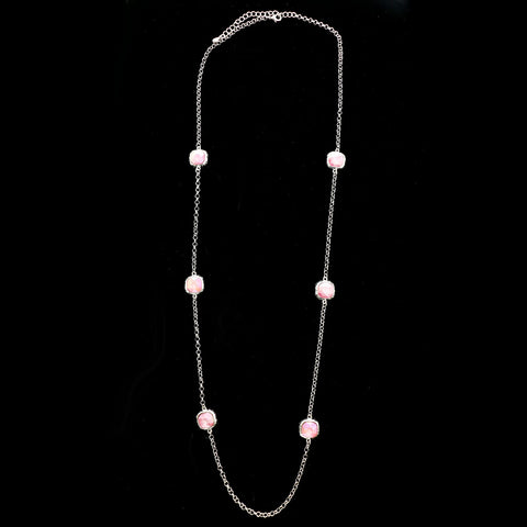 Luxury Faceted Necklace Silver/Pink NWOT