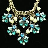 Luxury Faceted Necklace Gold/Blue NWOT