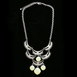 Luxury Faceted Necklace Silver/White NWOT