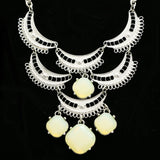 Luxury Faceted Necklace Silver/White NWOT