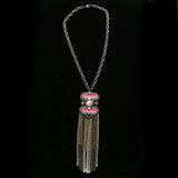 Luxury Crystal Y-Necklace Gunmetal/Pink NWOT