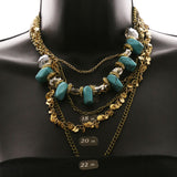 Luxury Semi-Precious Crystal Necklace Gold & Blue NWOT