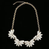 Luxury Crystal Flower Necklace Gold NWOT