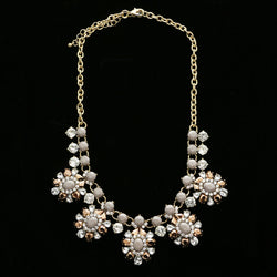 Luxury Crystal Necklace Gold/Brown NWOT