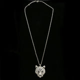 Luxury Crystal Panter Face Necklace Silver & Black NWOT