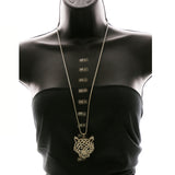 Luxury Crystal Panter Face Necklace Silver & Black NWOT