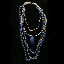 Luxury Crystal Necklace Gold/Blue NWOT