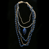 Luxury Crystal Necklace Gold/Blue NWOT