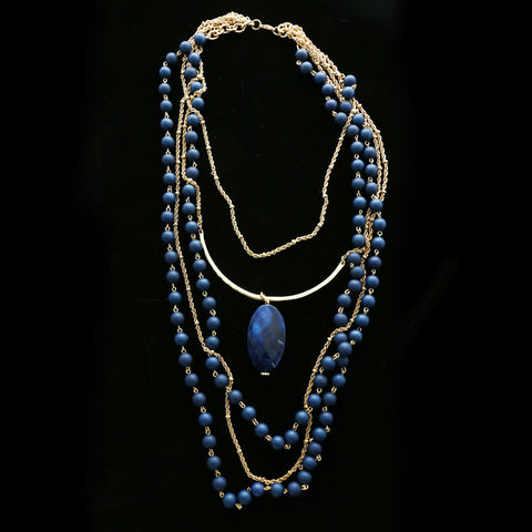 Luxury Crystal Necklace Gold/Blue NWOT