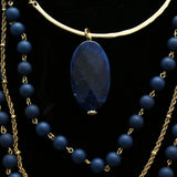 Luxury Crystal Necklace Gold/Blue NWOT
