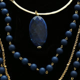 Luxury Crystal Necklace Gold/Blue NWOT