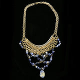 Luxury Semi-Precious Necklace Gold/Blue NWOT