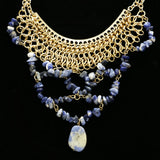 Luxury Semi-Precious Necklace Gold/Blue NWOT