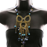 Luxury Faceted Necklace Gold/Blue NWOT