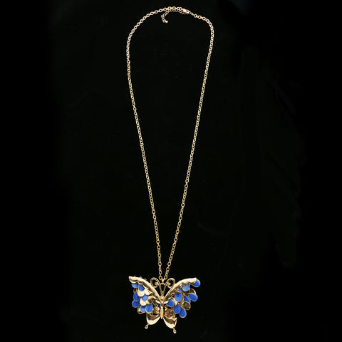 Luxury Butterfly Necklace Gold/Blue NWOT