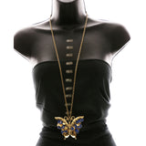 Luxury Butterfly Necklace Gold/Blue NWOT