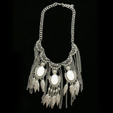 Luxury Leaf Necklace Silver/White NWOT