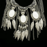 Luxury Leaf Necklace Silver/White NWOT